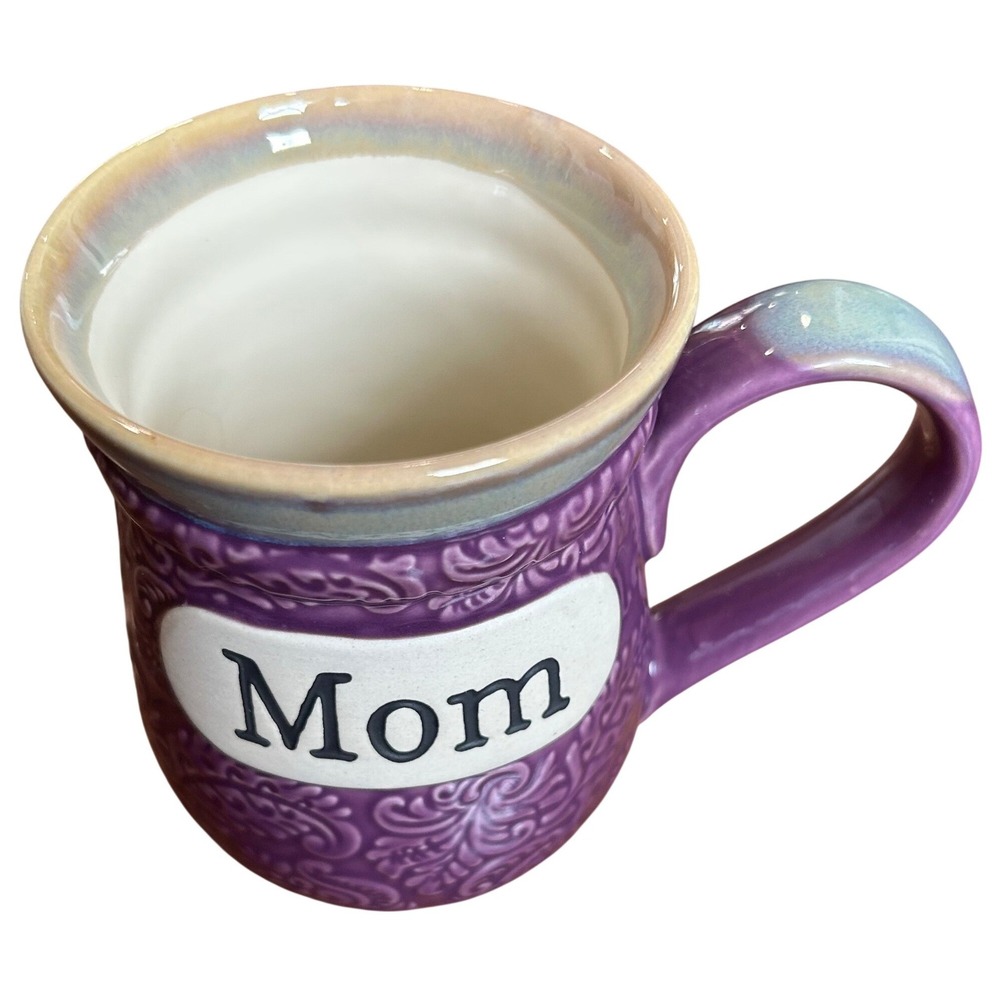Cracker Barrel Coffee Mug Womens Purple Mom Embossed Stoneware Floral OS